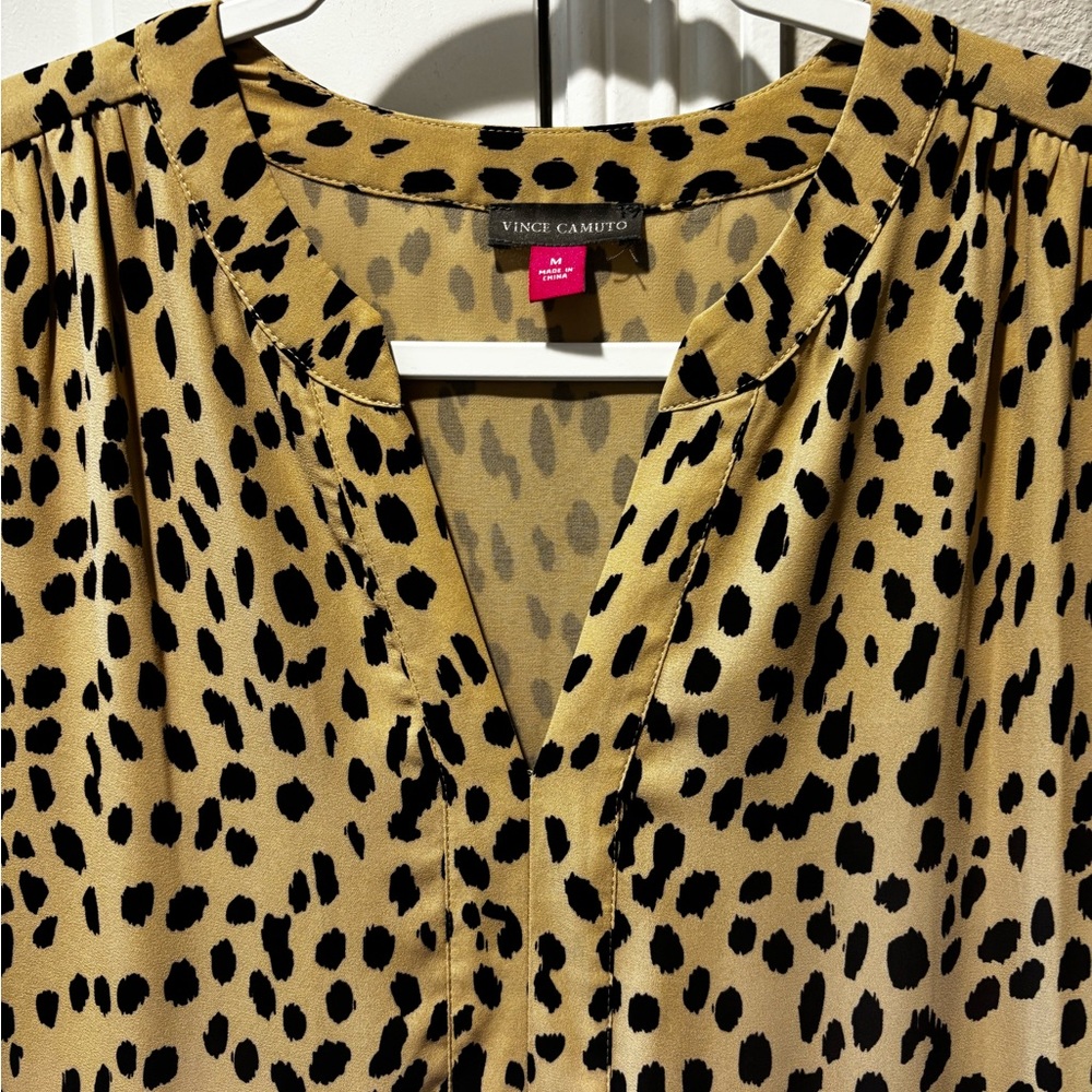 Vince Camuto Tan and Black Animal Print Blouse